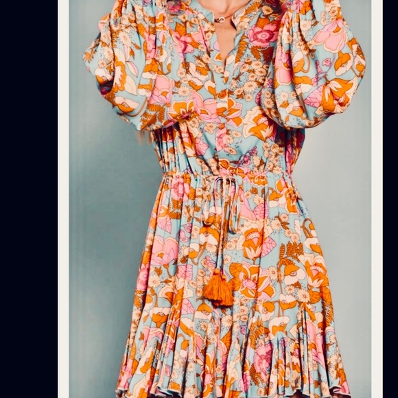 NWT SZ SM by Dee-Dee for Anthro Vintage Boho style Groovy Floral Print Dress👗 - Picture 3 of 7